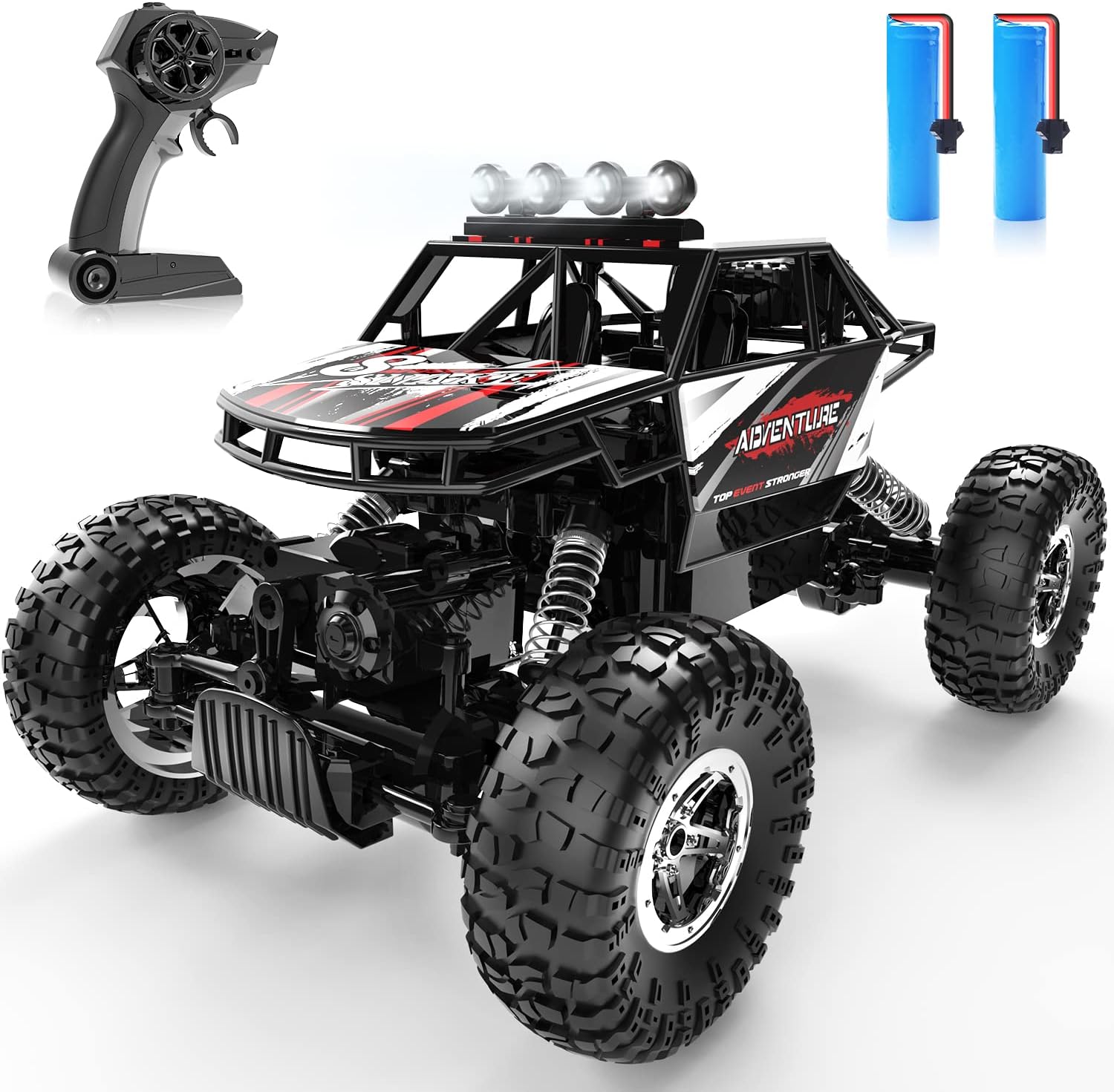 4WD Off Road Remote Control Truck with Metal Shell LED Headlight Pack of 2 A2061