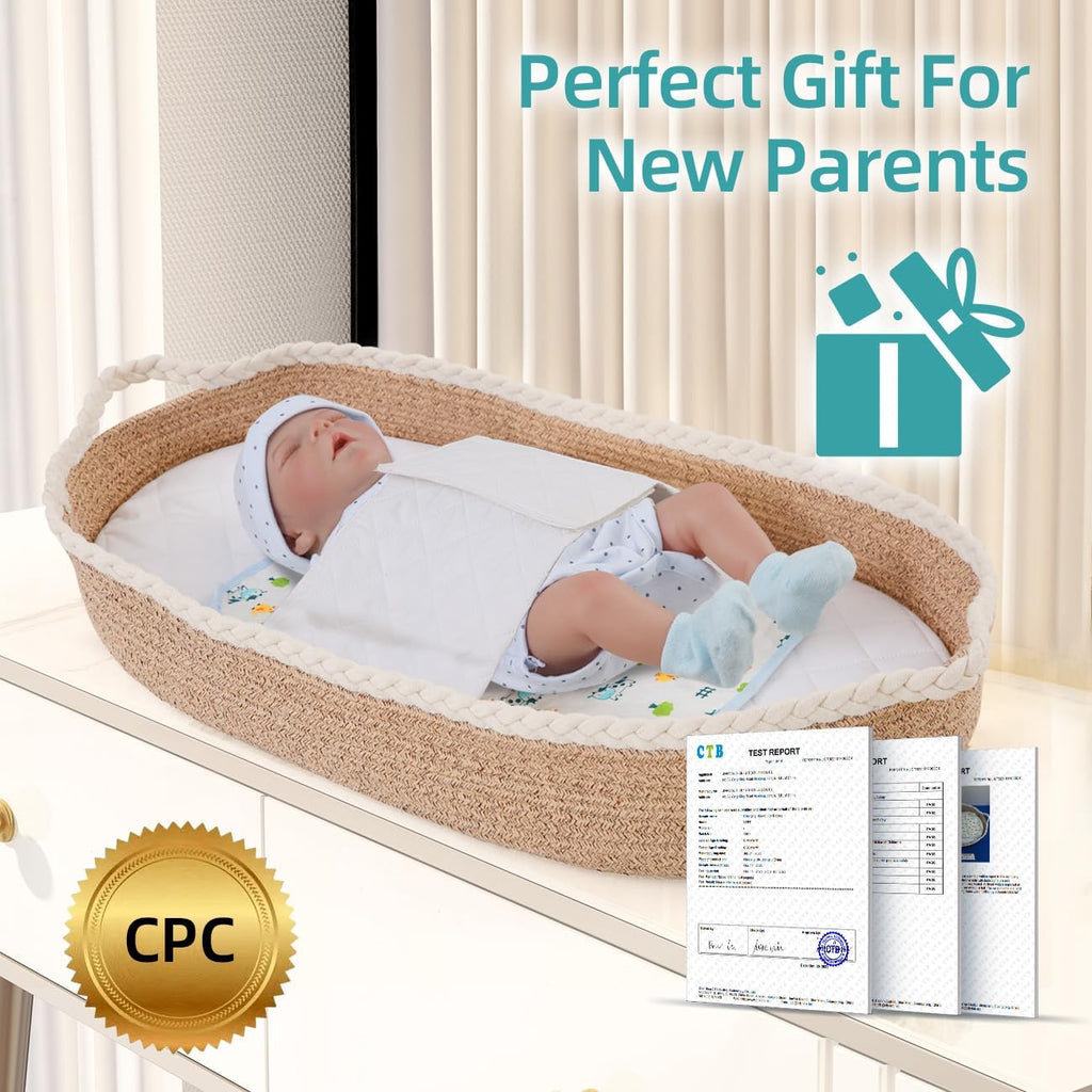 Baby Changing Basket with Waterproof 2 Diaper Pads and Removable Cover O982022