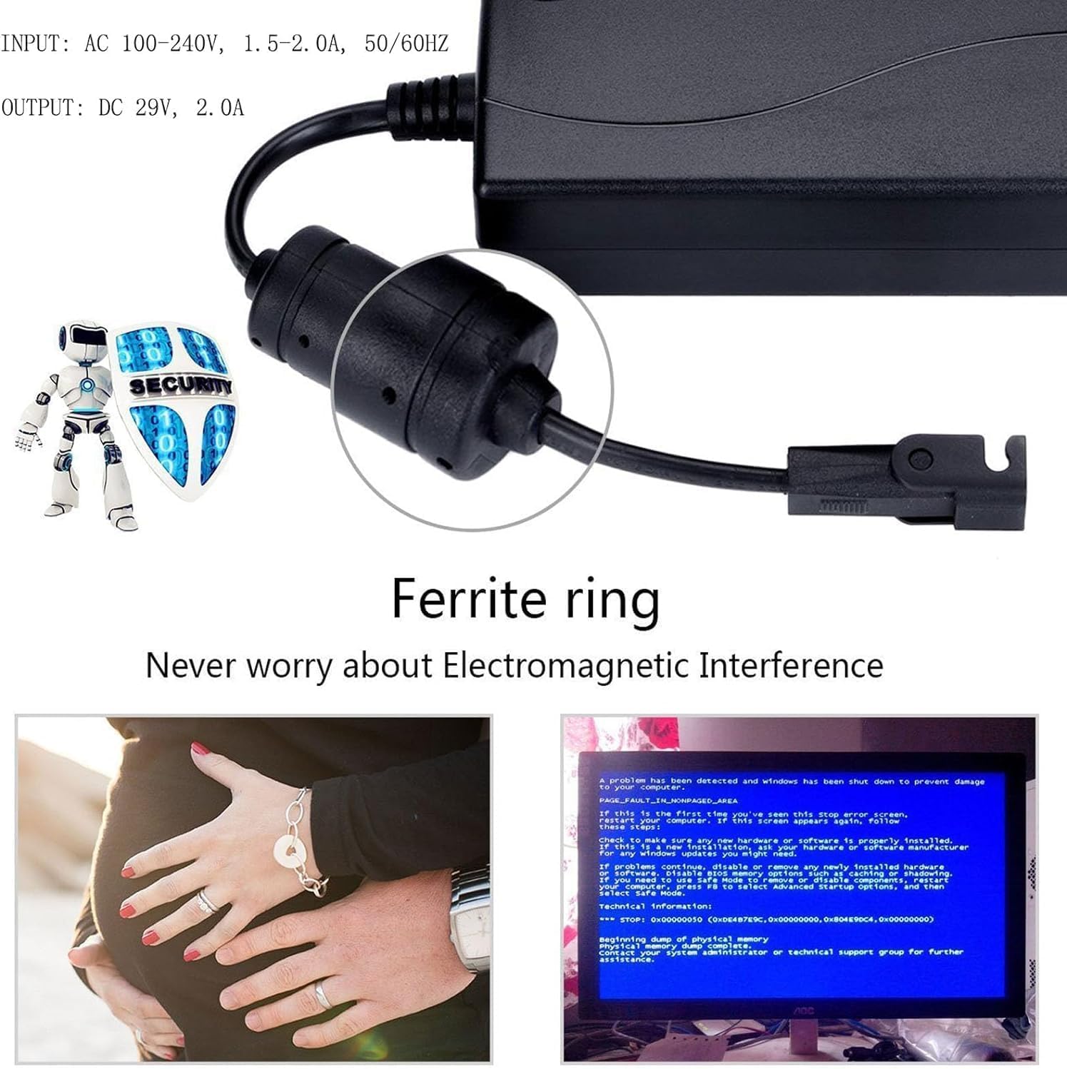 2-Pin Power Adapter with Extension L Shape Cable Cord for Lift Chair I87723