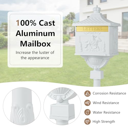Black Cast Aluminum Locking Mailbox with Post M8298
