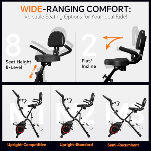 5 IN 1 Foldable Exercise Bike with 16-Level Magnetic Resistance X183383