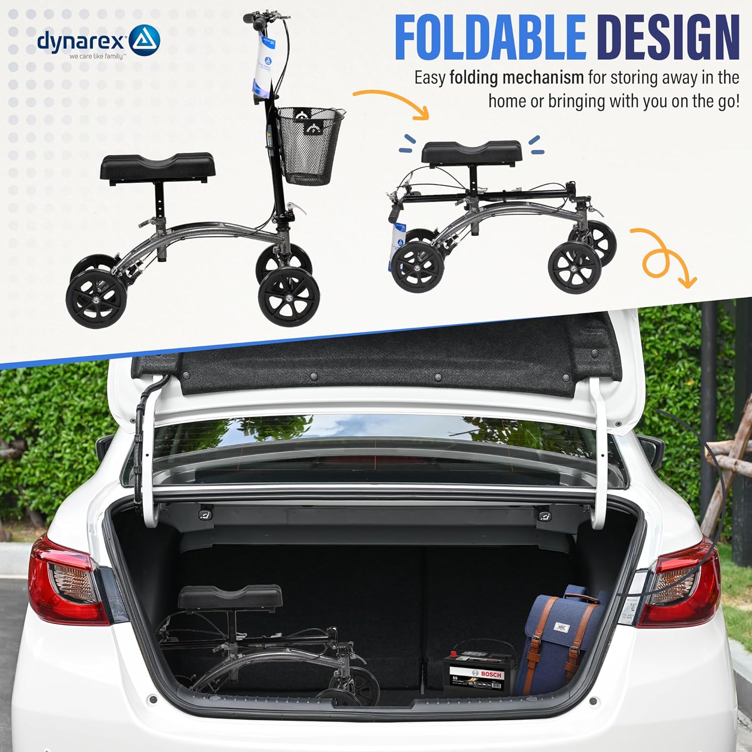 Silver Steerable Knee Walker with Basket J1914