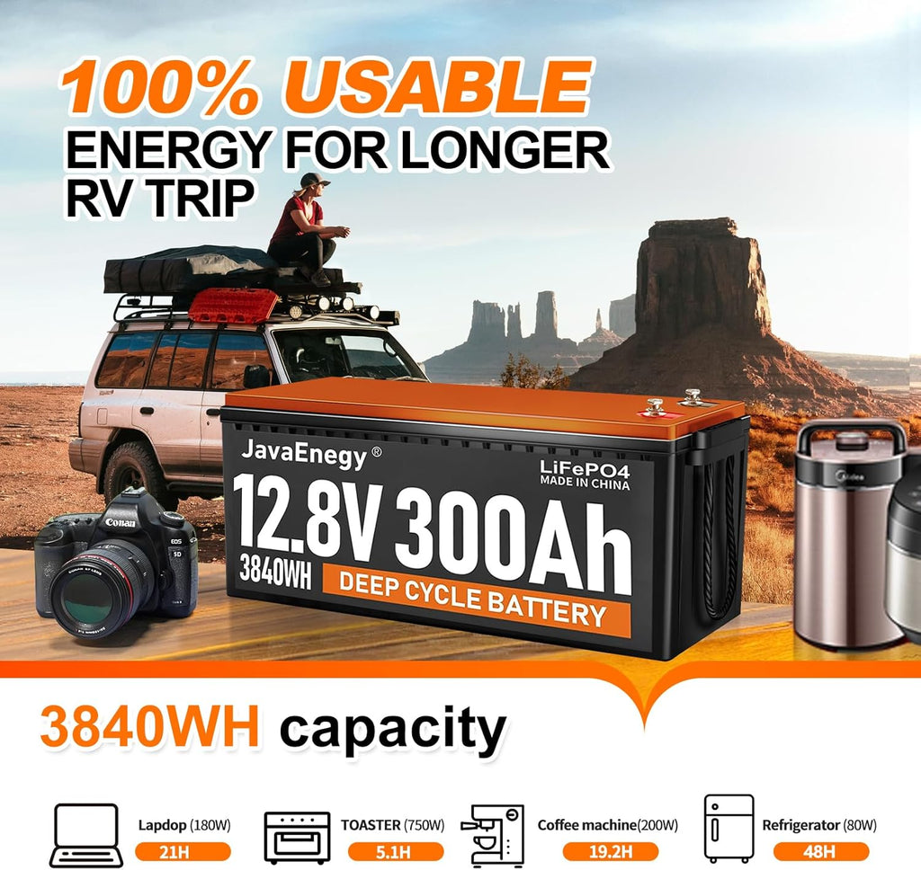 12V 300Ah LiFePO4 Lithium Battery with 200A BMS D906
