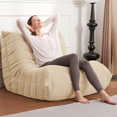 Black Plush Bean Bag Chair with Memory Foam N8359