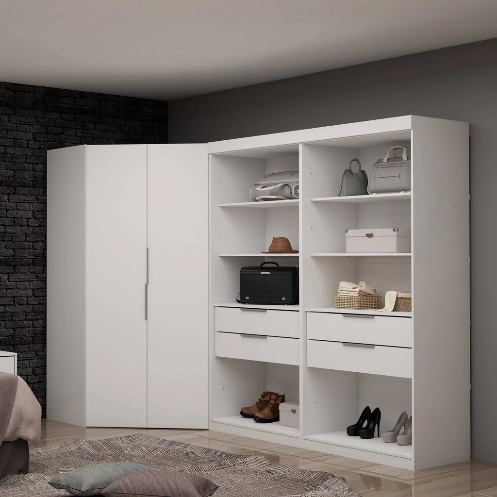 White 4 Drawer Corner Wardrobe Set of 3 G908334