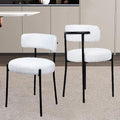 White Boucle Dining Chair Set of 1 with Metal Legs V4977