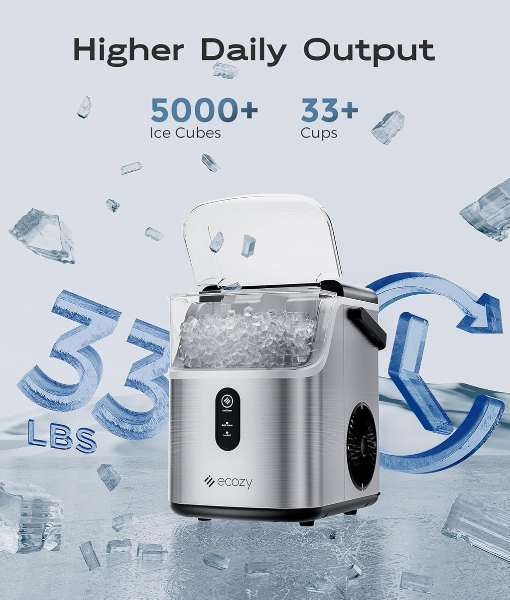 Stainless Steel Nugget Ice Maker, 33 lbs/24H A507