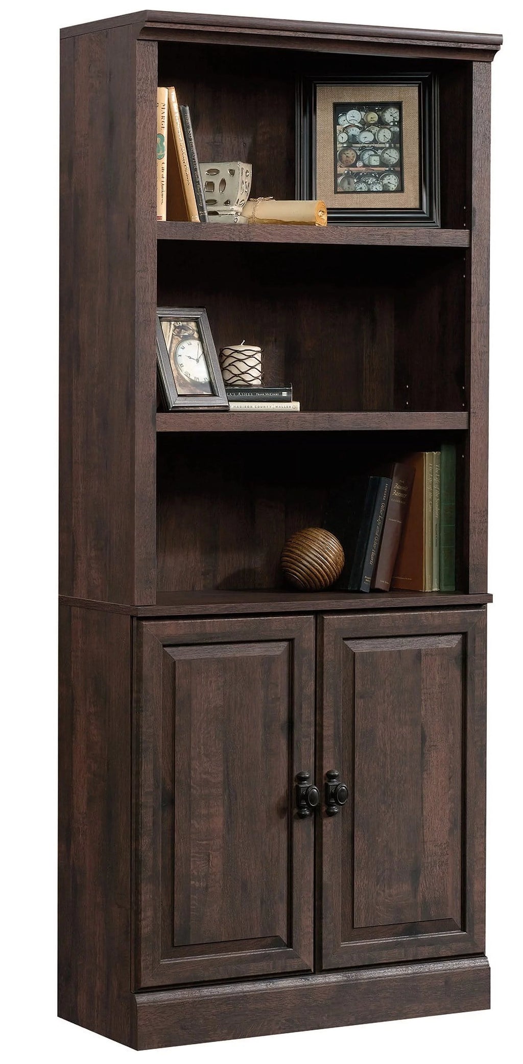 Heritage Walnut Finish 5 Shelf Bookcase with Doors O850609