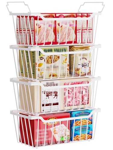 Black 4 Pack Stackable Freezer Organizer Bins C849