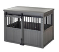 Grey Large Dog Crate with Sliding Barn Door M839349
