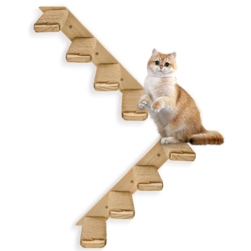 2 Pack 4 Steps Cat Wall Shelves with Sisal Rope V6871