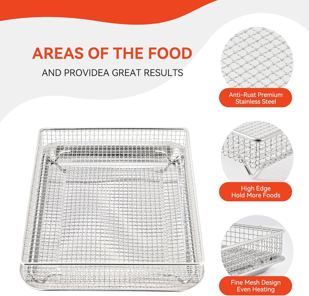 Stainless Steel Air Fryer Basket and Baking Tray (1 Set) I173
