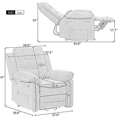 Beige Power Lift Recliner Chair with Adjustable Massage and Heating A86250