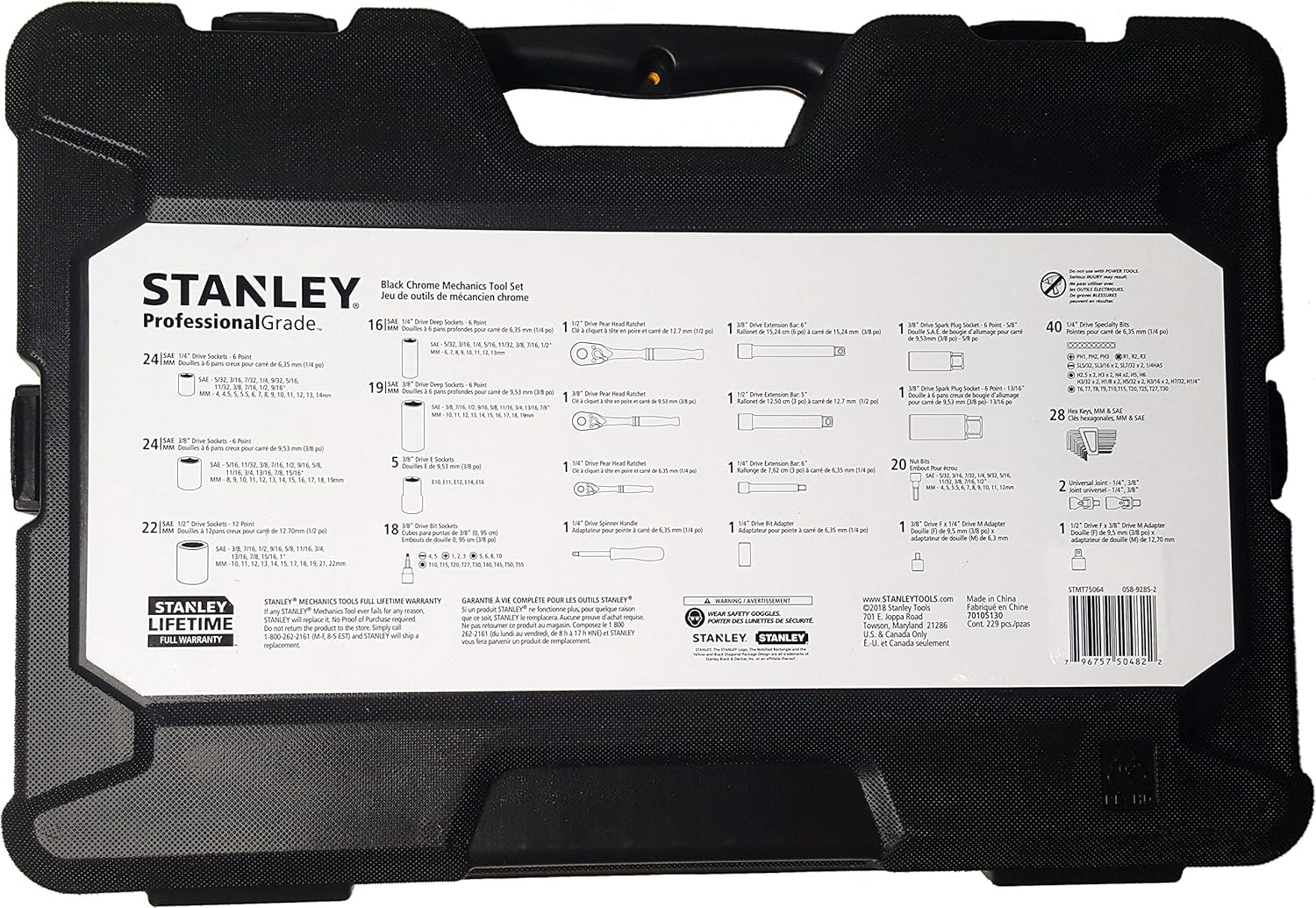 Black Chrome Mechanics Tool Set 229 pieces D329