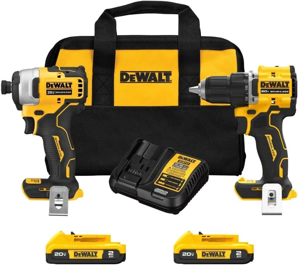 20V MAX Brushless Cordless Drill Driver and Impact Driver Combo Kit with 2 Batteries 2 Ah O6448