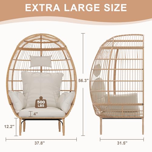 Oversized Wicker Egg Chair with 5 Cushions L157099