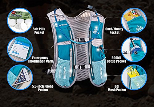 5L Outdoor Sport Camping Backpack Hydration Vest Pack with 500ml Soft Flask A666765