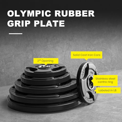 2.5-45LB Rubber Olympic Grip Weight Plates E331
