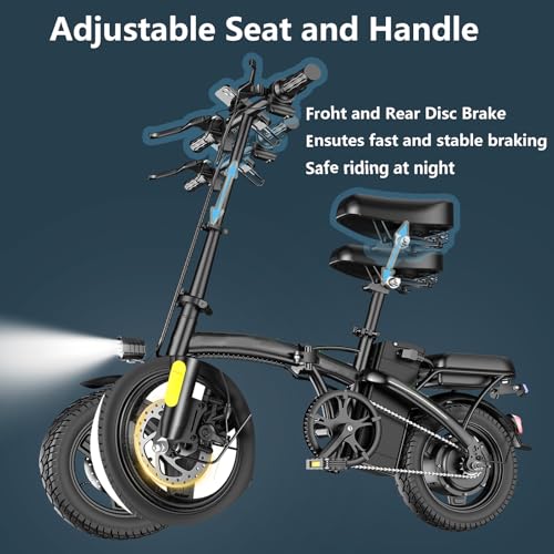 14" Mini Folding Electric Bike with 48V12AH Removable Battery L5387