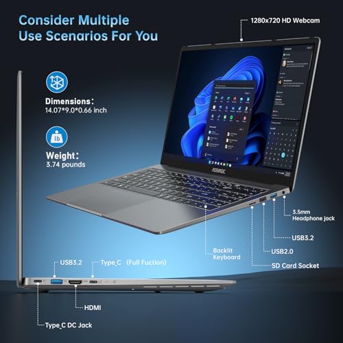 16.1inch Gaming Laptop with AMD Ryzen 7 5700U, 16GB RAM 512GB NVMe SSD Y85582