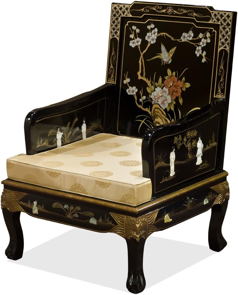 Black Lacquer Wooden Arm Chair T811507