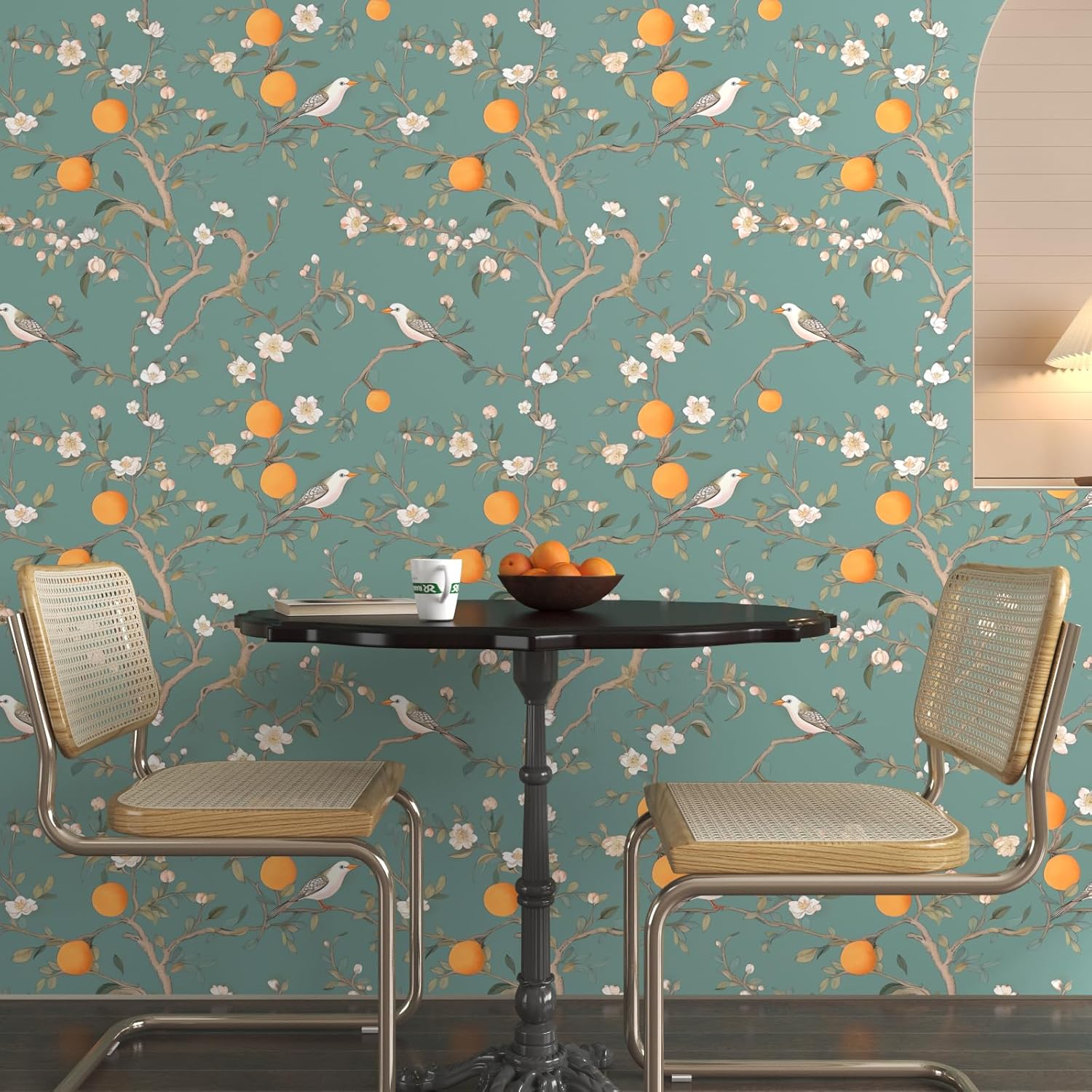 Green Floral Wallpaper Peel and Stick, 17.5" x 118" B175188