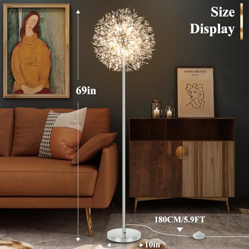 69'' Crystal Floor Lamp with K9 Crystals, Silver Chrome Y879891