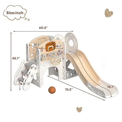 8 in 1 Toddler Slide Set with Basketball Hoop and Ball D350978