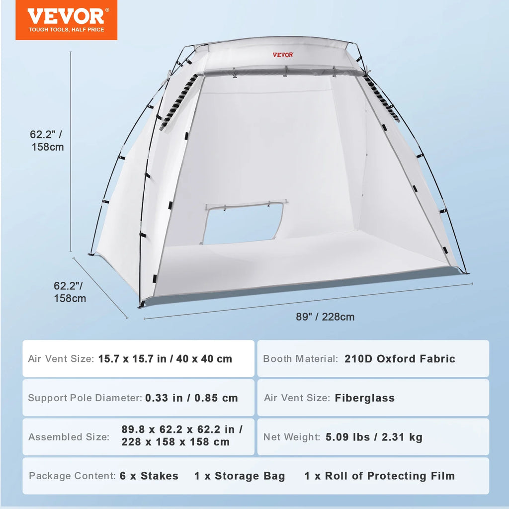 Portable Paint Booth with Built-in Floor & Mesh Screen, 7.5x5.2x5.2ft N172