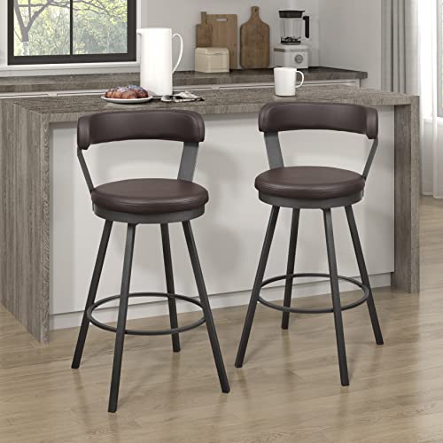 Black Swivel Counter Stool, Set of 2, 25.5" Seat Height F94262