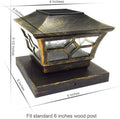 Bronze Metal Glass 6 x 6 Inches Solar Post Cap N3307