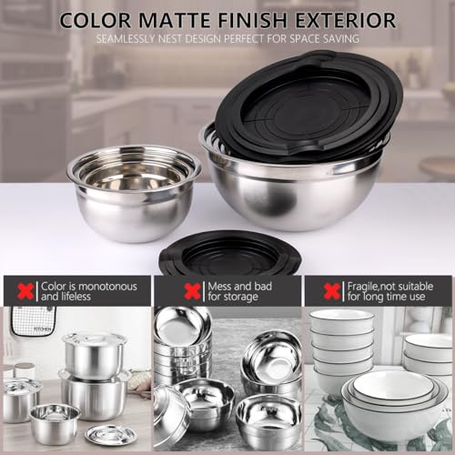 26 PCS Stainless Steel Nesting Black Mixing Bowls Set Y300531