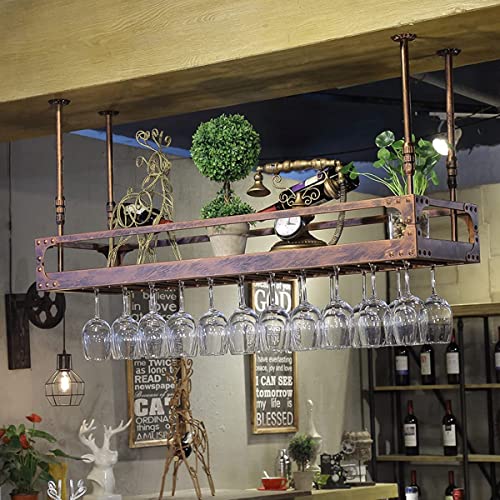 Bronze Metal Wall-Mounted Wine Glass Rack, 80x35cm B72469