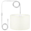 15Ft Rope Cord Hanging Lamp Fixture with On/Off Switch, White C4936