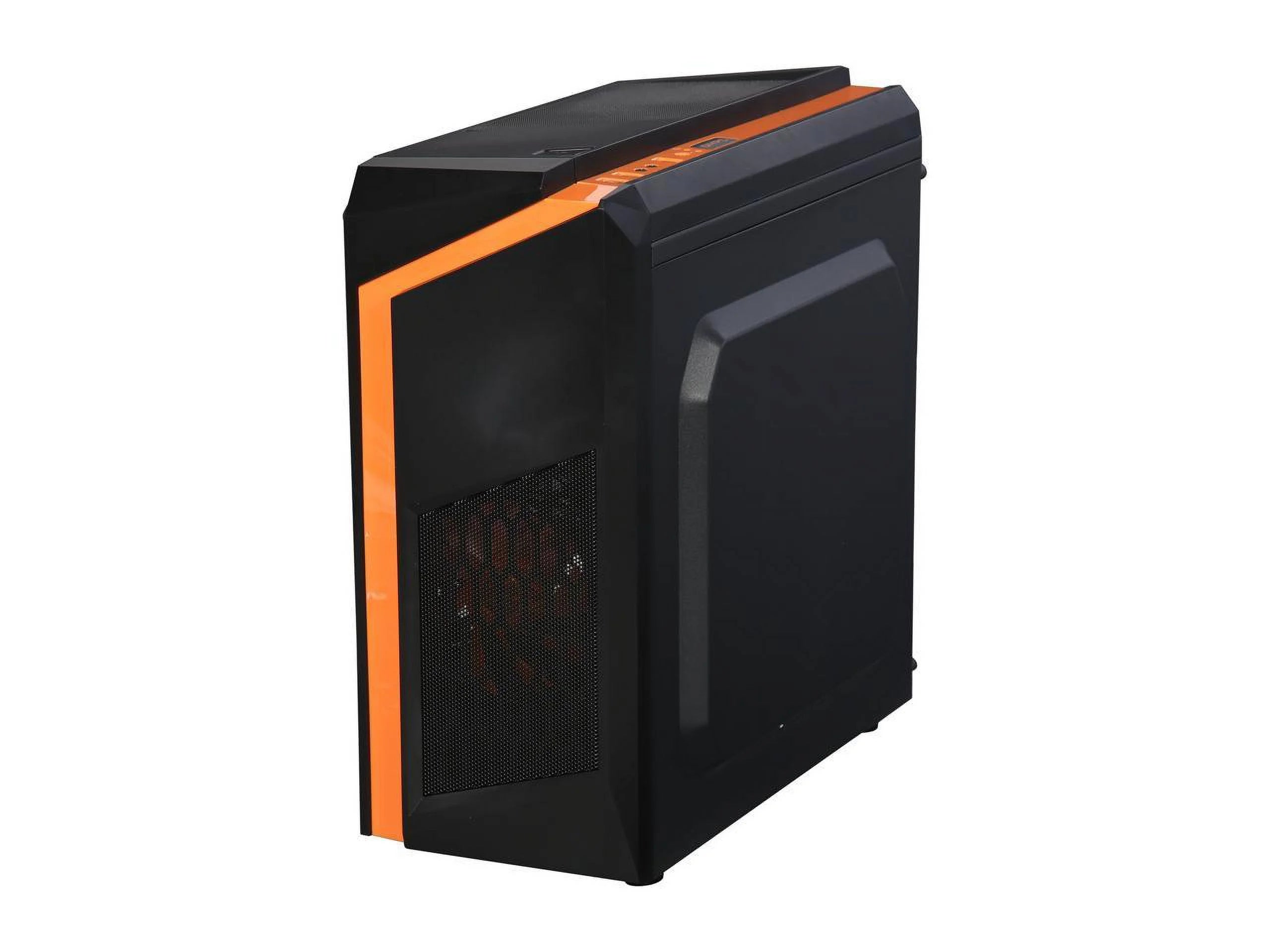Black/Orange Micro-ATX Mini Tower Computer Case with 2 x Orange LED Fans X8184
