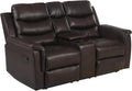 68" Wall Hugger RV Couch with Console Cup Holder Double Seat Reclining Chair Browm I763