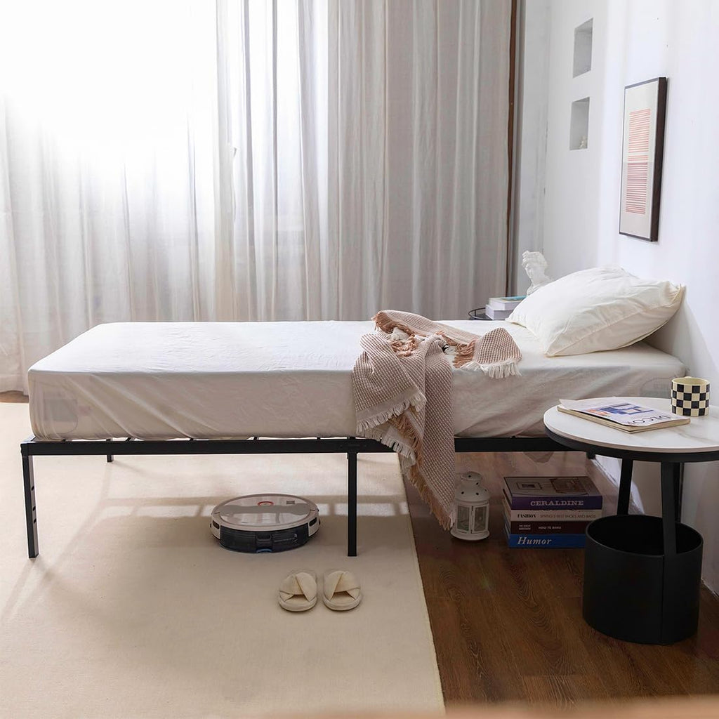 Twin XL Metal Platform Bed Frame with Storage Space Under Frame, Black X4389