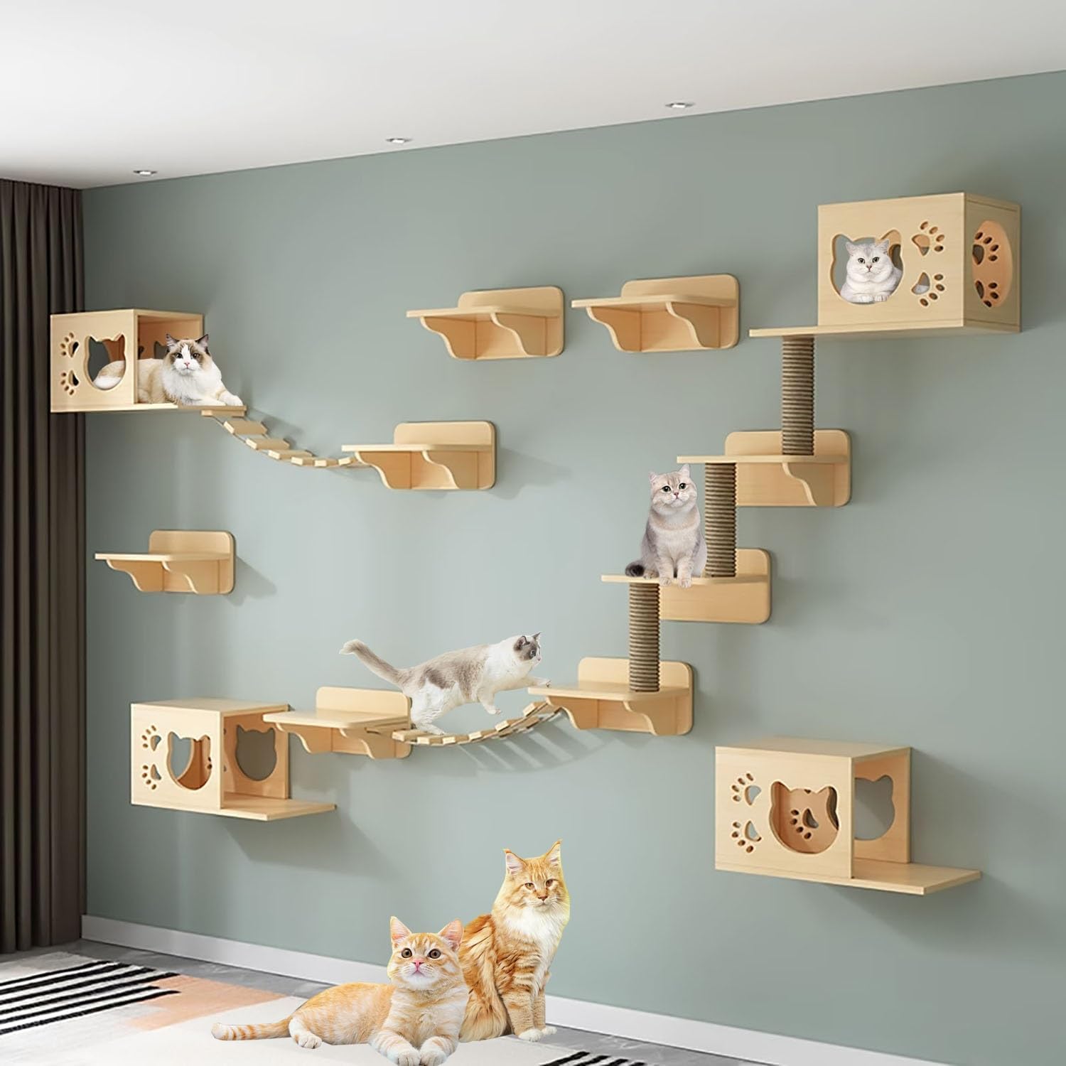 17pcs Wall-mounted Cat Climbing Frame Set G51046