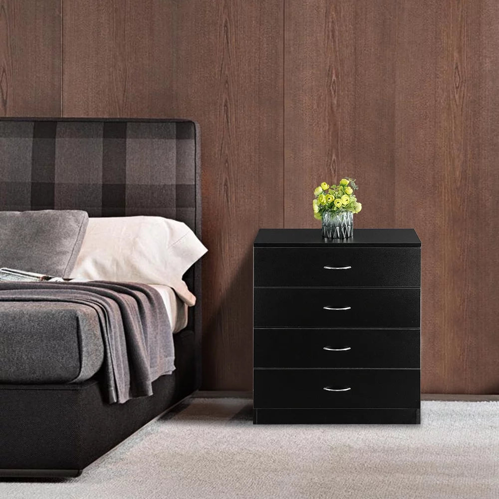 Black 4-Drawer MDF Wood Dresser B42038