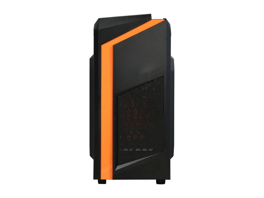 Black/Orange Micro-ATX Mini Tower Computer Case with 2 x Orange LED Fans X8184