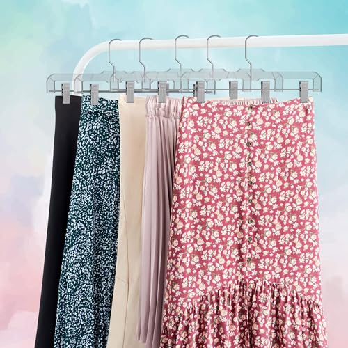 12 Pack 14" Clear Skirt Hangers with Adjustable Clips Q542566