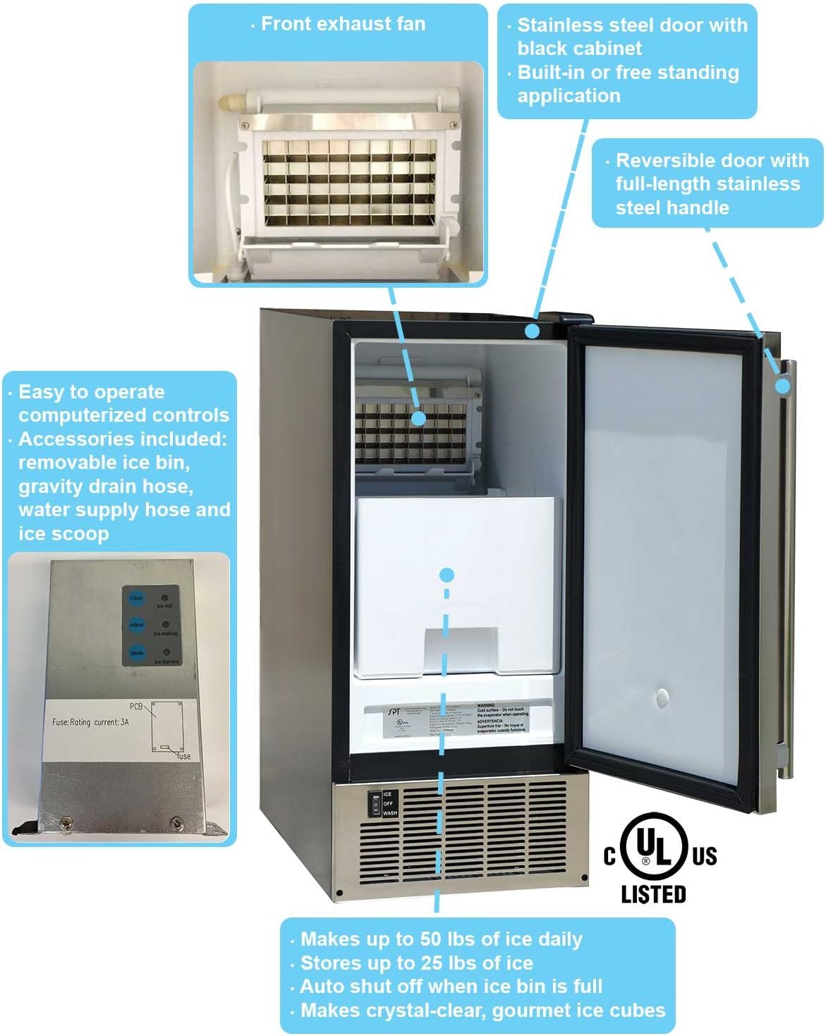 50LBS Stainless Steel Under-Counter Ice Maker L837059