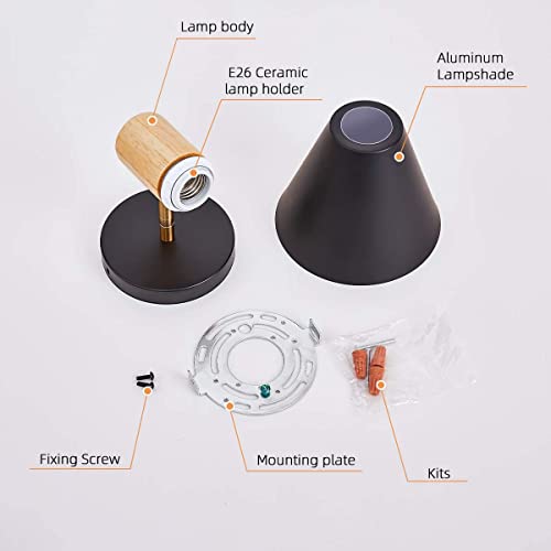 Black Dimmable Wood Style Plug in Wall Sconce X786