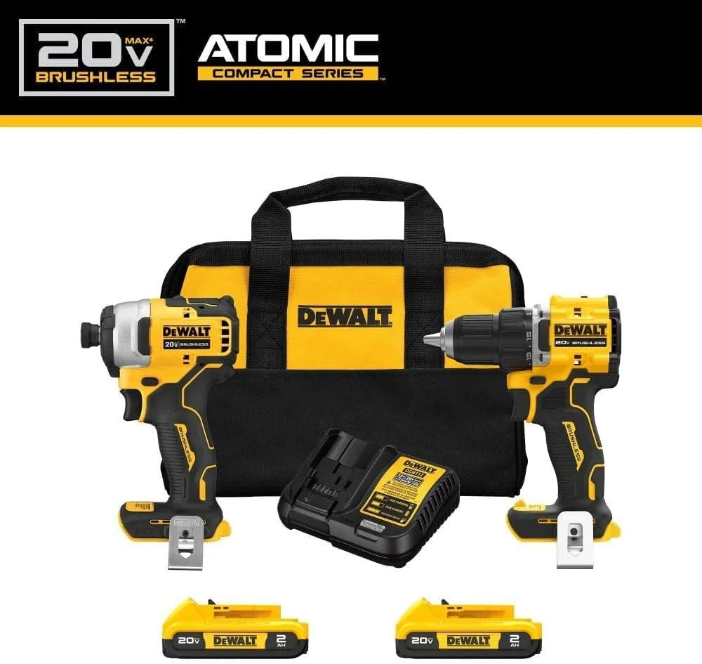 20V MAX Brushless Cordless Drill Driver and Impact Driver Combo Kit with 2 Batteries 2 Ah O6448