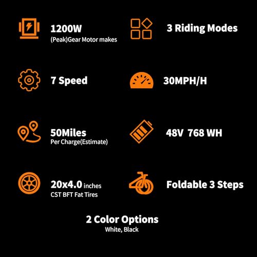 750W 48V 768WH Removable Battery Foldable 20''×4.0" Fat Tire Electric Bike S97090