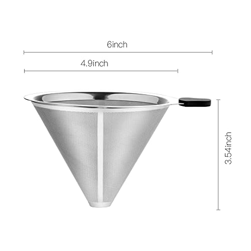 Stainless Steel Reusable Cone Coffee Mesh Dripper W8472