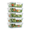 5-Pack Two Compartments Glass Storage Containers with Locking Lids, 27 oz. H851