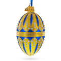 Blue Enamel Egg Glass Ornament 4 Inches Y74335