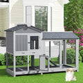 Grey 63" 2 Story Rabbit Hutch with Removable Trays B8932