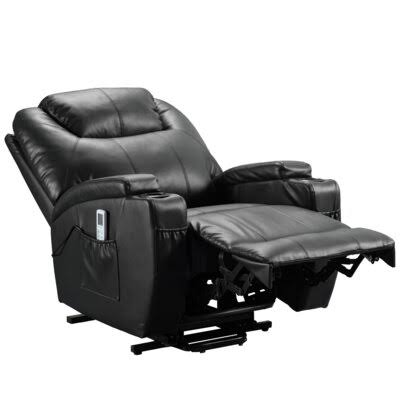 Black Faux Leather Power Lift Recliner with Heating and Massage N704563